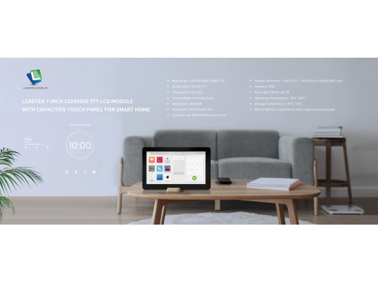 リードテック 7インチ 1024×600 静電容量式タッチパネル付きTFT LCDモジュール(スマートホーム向け) リードテック 7インチ 1024×600 静電容量式タッチパネル付きTFT LCDモジュール(スマートホーム向け)