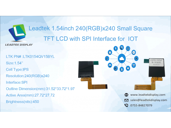 リードテック 1.54インチ 240(RGB)x240 小型スクエア TFT LCD(SPIインターフェース、IoT用) リードテック 1.54インチ 240(RGB)x240 小型スクエア TFT LCD(SPIインターフェース、IoT用)