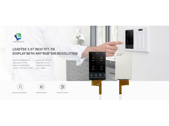 Leadtek 3.97インチTFT-TNディスプレイ、480RGB800解像度 Leadtek 3.97インチTFT-TNディスプレイ、480RGB800解像度