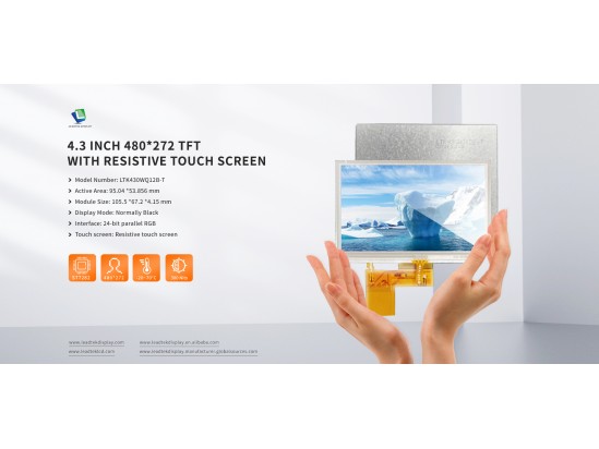 リードテック LTK430WQ12B-T TFT LCD（カスタム抵抗膜方式タッチスクリーン付き）