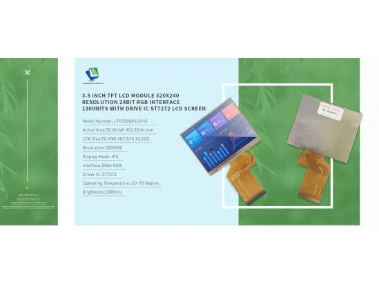 3.5インチ TFT LCD モジュール 320×240 解像度 24bit RGB インターフェース 1300nits、ドライバーIC:ST7272 搭載 LCD スクリーン 3.5インチ TFT LCD モジュール 320×240 解像度 24bit RGB インターフェース 1300nits、ドライバーIC:ST7272 搭載 LCD スクリーン