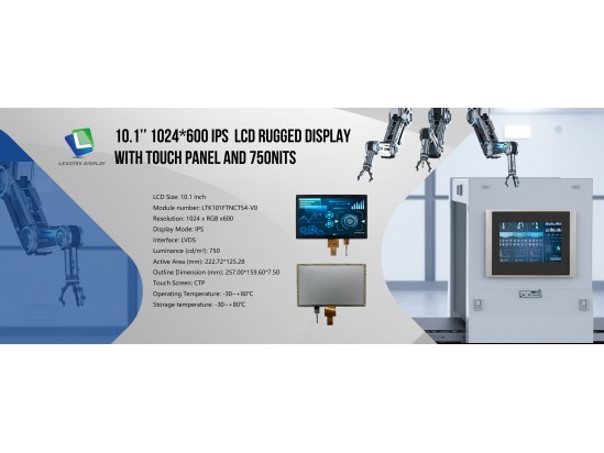 10.1'' 1024*600 IPS LCD Rugged Display with touch panel and 750nits 10.1'' 1024*600 IPS LCD Rugged Display with touch panel and 750nits