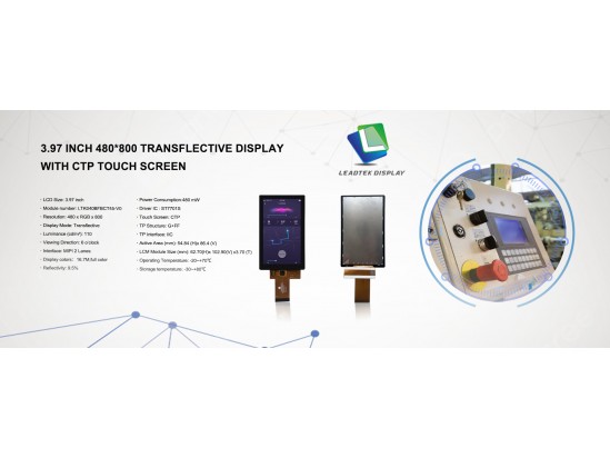 3.97 Inch 480*800 Transflective Display with CTP Touch Screen 3.97 Inch 480*800 Transflective Display with CTP Touch Screen