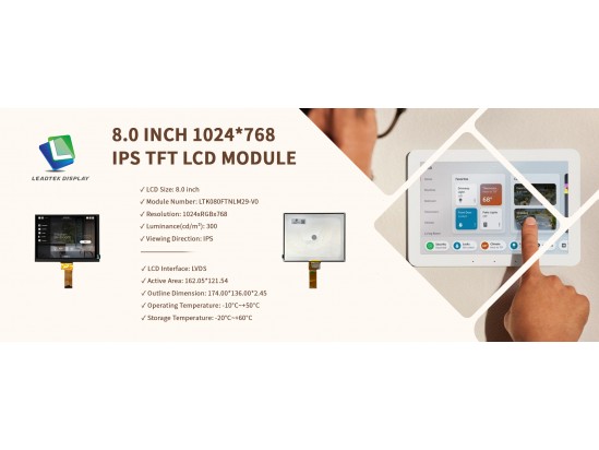 8.0 Inch IPS TFT LCD Display Module with 1024*768 Resolution